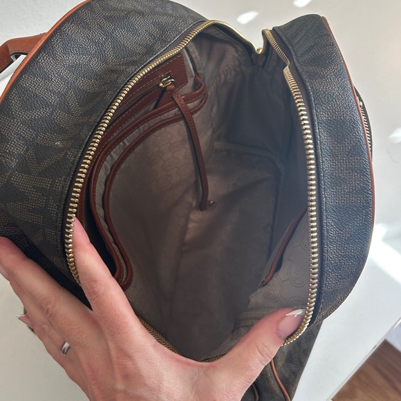 Michael Kors Black MK Logo Backpack with Brown Trim main image 6